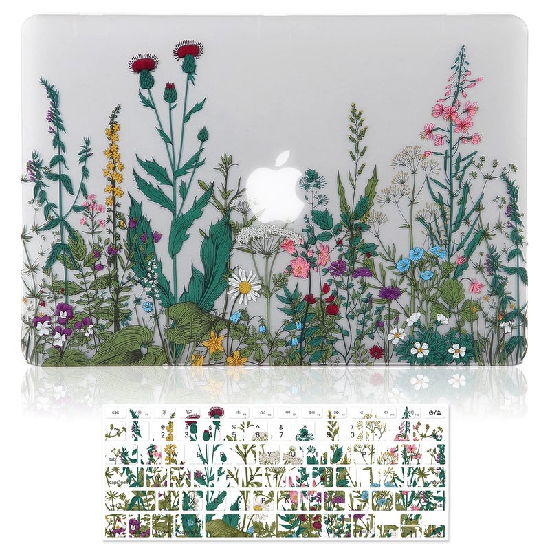 iDonzon Case for MacBook Air 13 inch (A1466/A1369, 2010-2017 Release), 3D Effect Matte Clear See Through Hard Cover & Keyboard Cover Only Compatible Older Version Mac Air 13.3 inch - Garden Flowers - Image 1